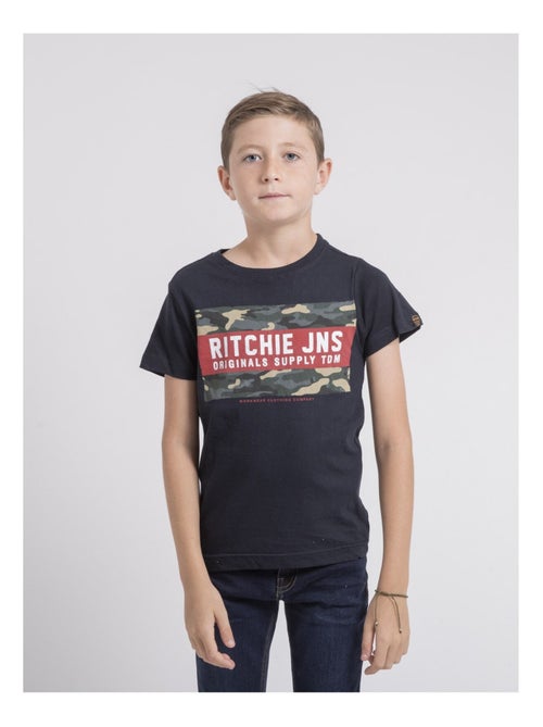 T-shirt col rond pur coton JARDIN garçon - Kiabi