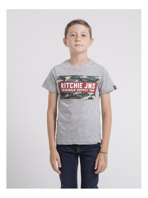 T-shirt col rond pur coton JARDIN garçon - Kiabi