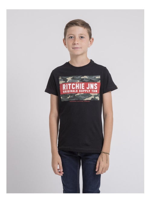 T-shirt col rond pur coton JARDIN garçon - Kiabi