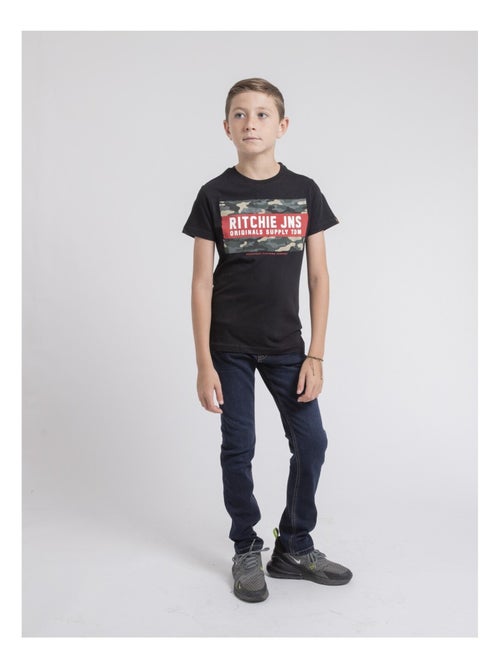 T-shirt col rond pur coton JARDIN garçon - Kiabi