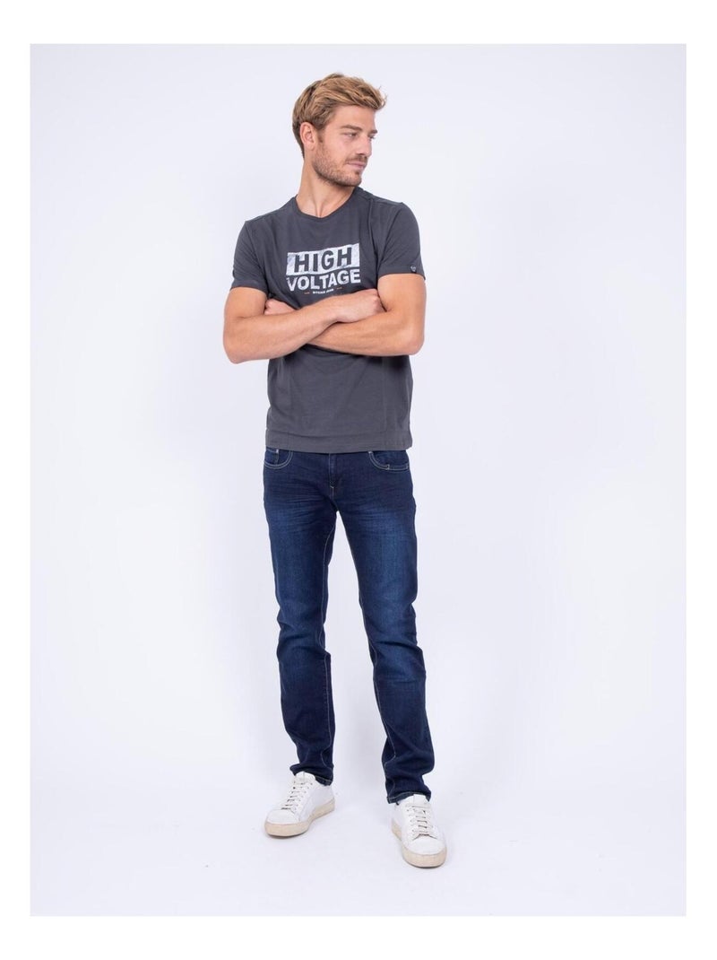 T-shirt col rond pur coton JATMAN Gris foncé - Kiabi