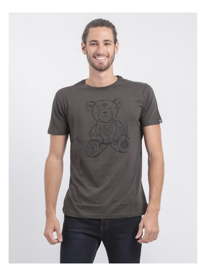 T-shirt col rond pur coton JIBIDEL Gris - Kiabi