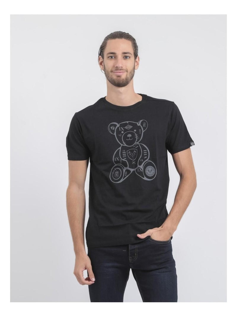 T-shirt col rond pur coton JIBIDEL Noir - Kiabi