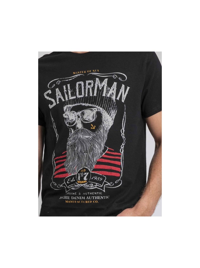 T-shirt col rond pur coton JIMARTIN Noir - Kiabi