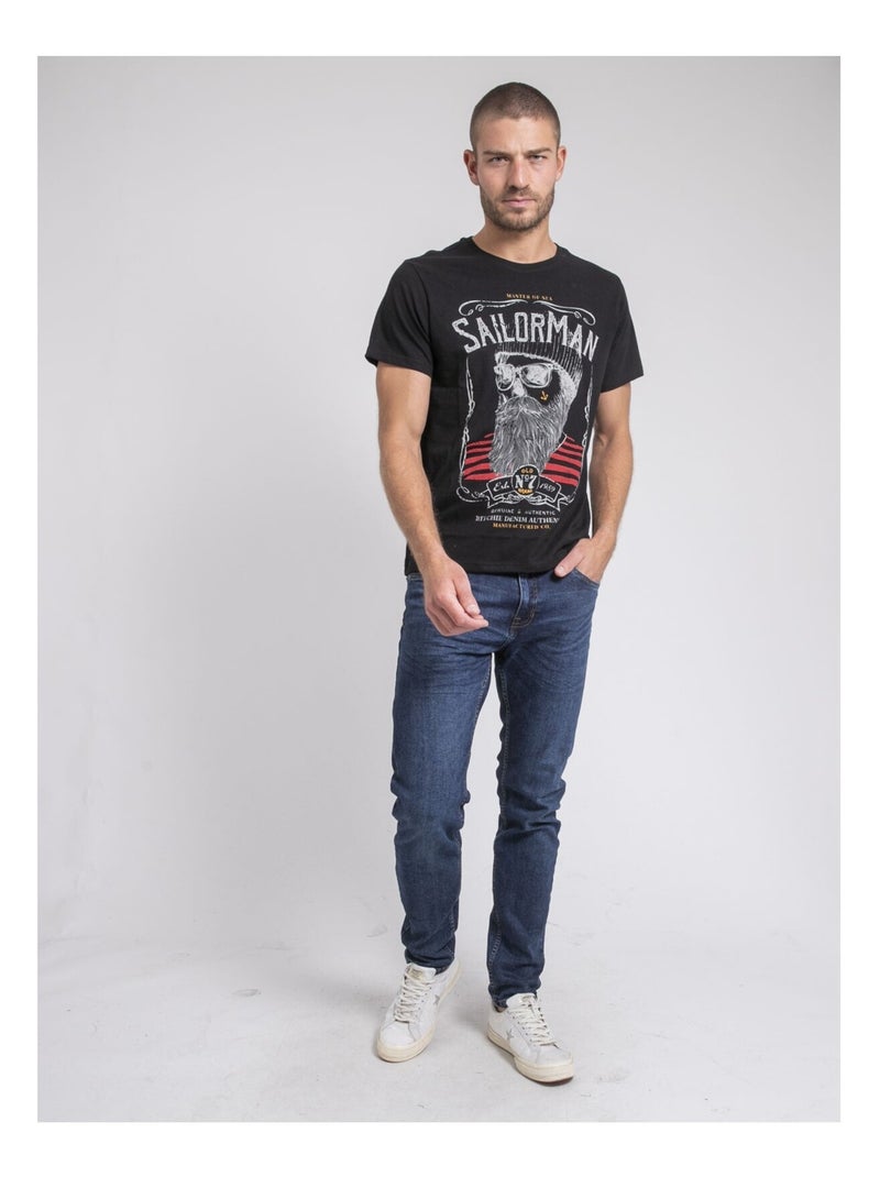 T-shirt col rond pur coton JIMARTIN Noir - Kiabi