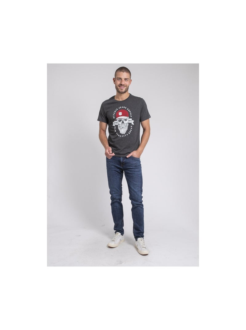 T-shirt col rond pur coton JIMINAL Gris - Kiabi