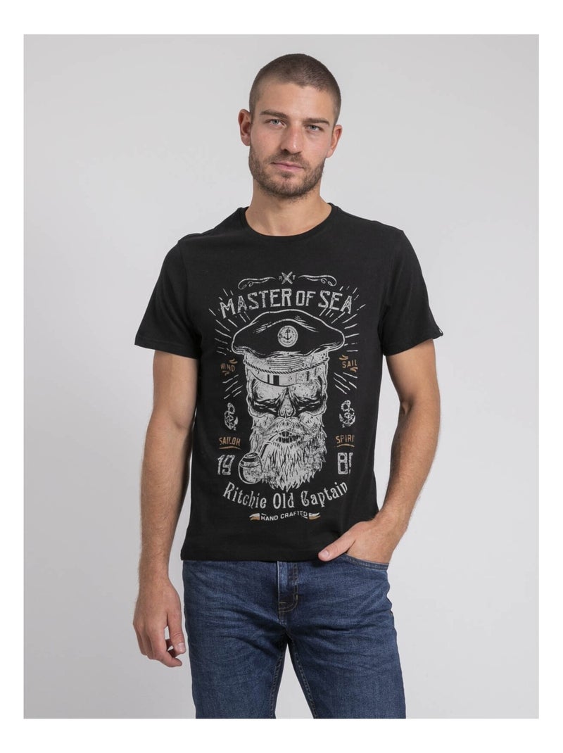 T-shirt col rond pur coton JIMOSCAR Noir - Kiabi
