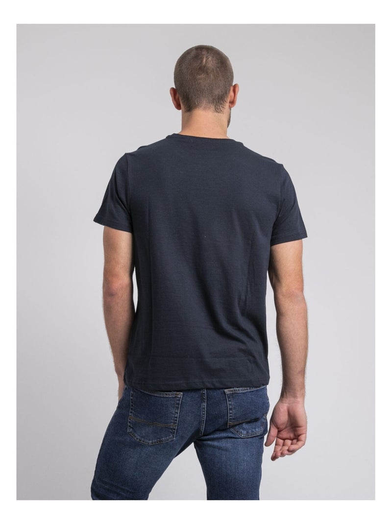 T-shirt col rond pur coton JIROBIN Bleu marine - Kiabi
