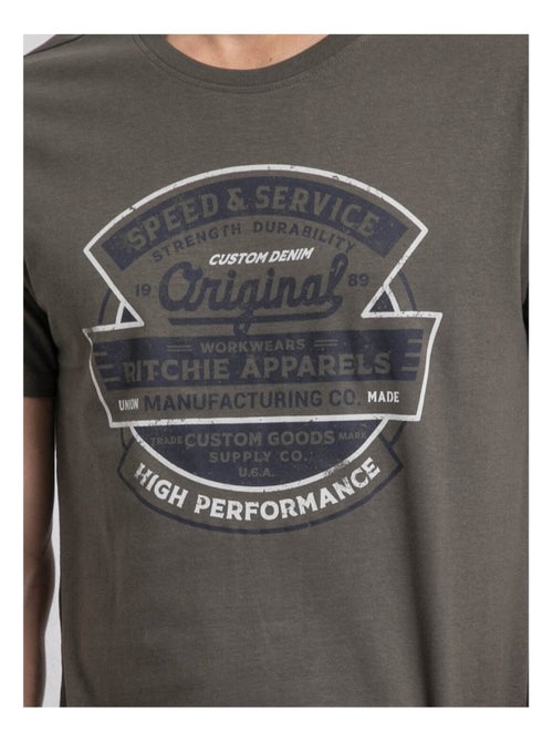 T-shirt col rond pur coton JIROBIN - Kiabi