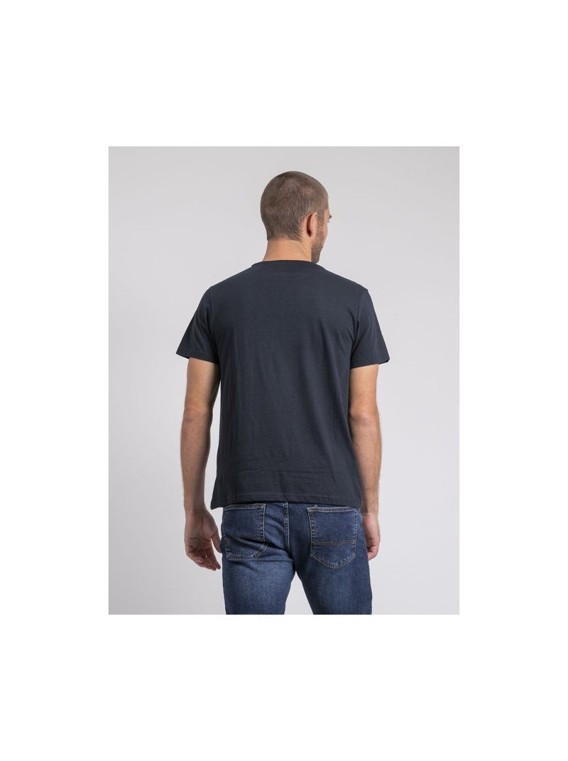 T-shirt col rond pur coton JOAKIM Bleu marine - Kiabi
