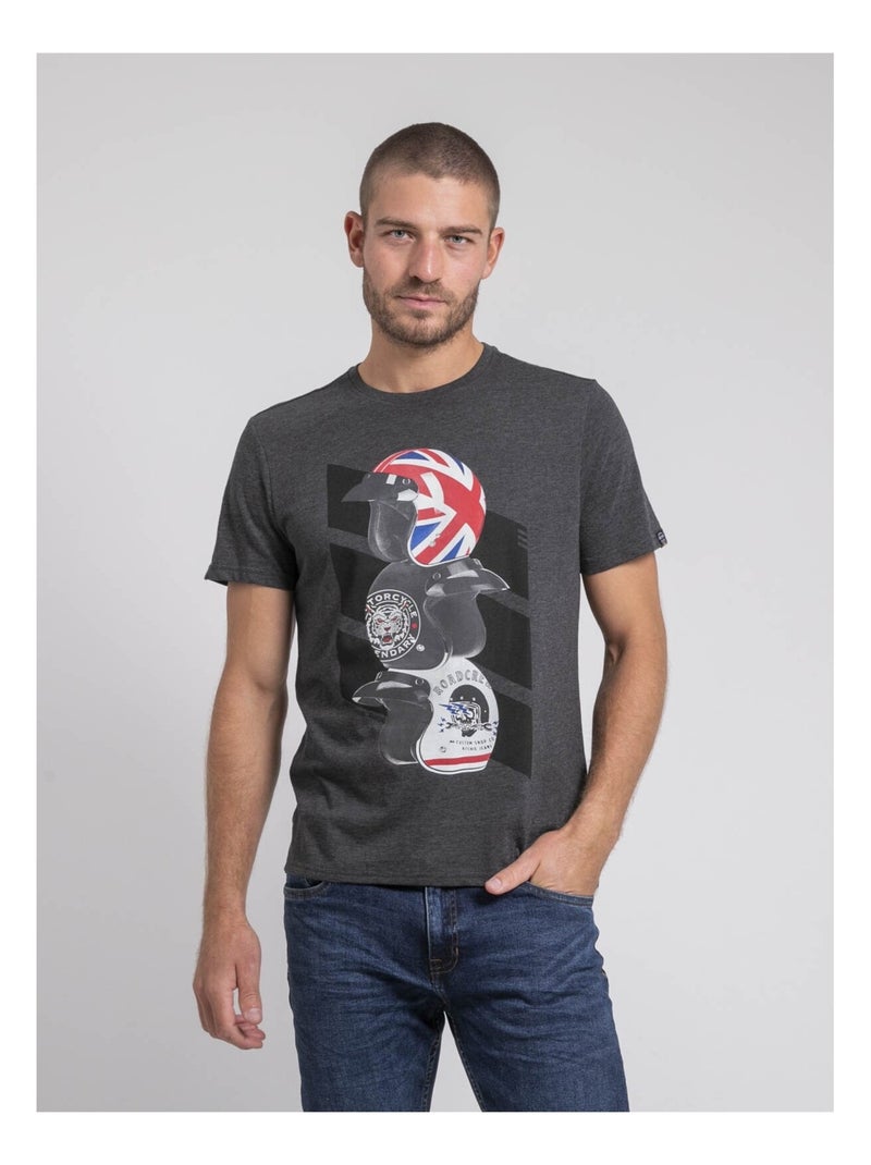 T-shirt col rond pur coton JOAKIM Gris - Kiabi