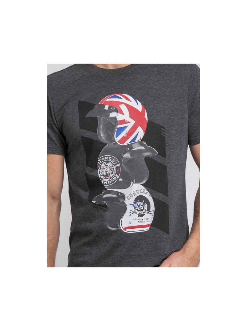 T-shirt col rond pur coton JOAKIM Gris - Kiabi