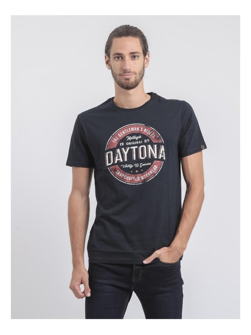 T-shirt col rond pur coton JOCOBY Bleu marine - Kiabi