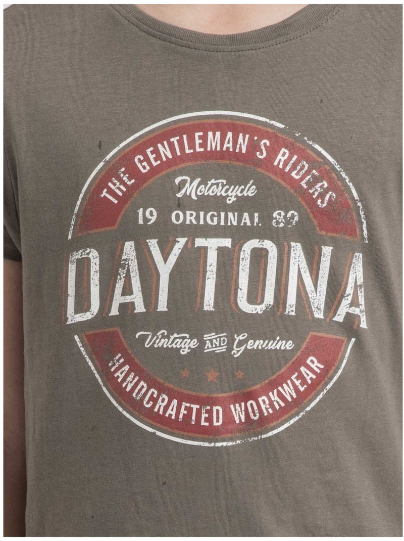 T-shirt col rond pur coton JOCOBY garçon Kaki - Kiabi