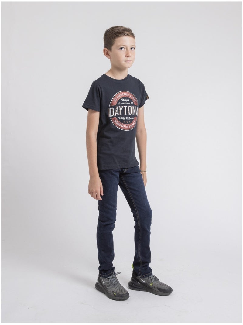 T-shirt col rond pur coton JOCOBY-J Bleu marine - Kiabi