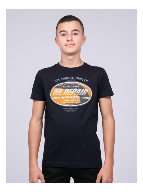 T-shirt col rond pur coton JOCTURNE garçon - Kiabi