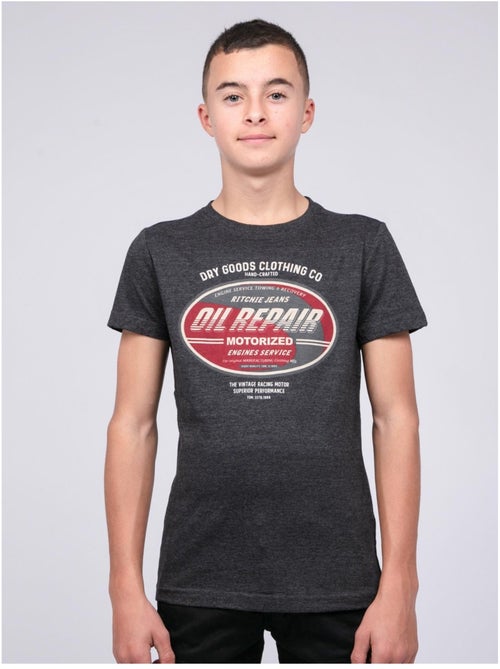 T-shirt col rond pur coton JOCTURNE garçon - Kiabi
