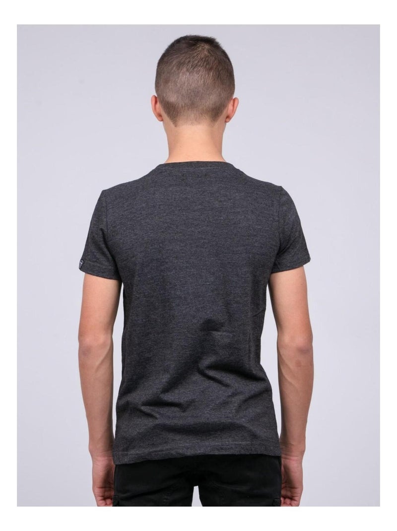 T-shirt col rond pur coton JOCTURNE garçon Gris foncé - Kiabi