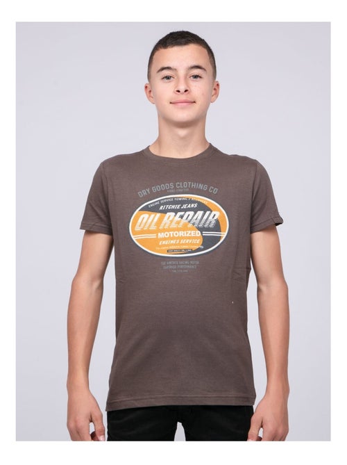 T-shirt col rond pur coton JOCTURNE garçon - Kiabi
