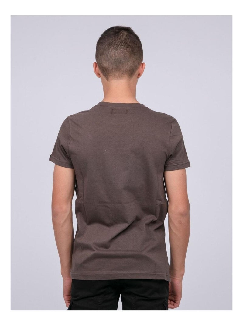 T-shirt col rond pur coton JOCTURNE garçon Kaki - Kiabi