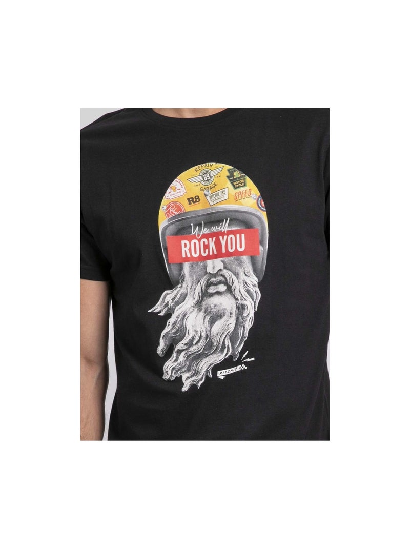 T-shirt col rond pur coton JOMODEK Noir - Kiabi