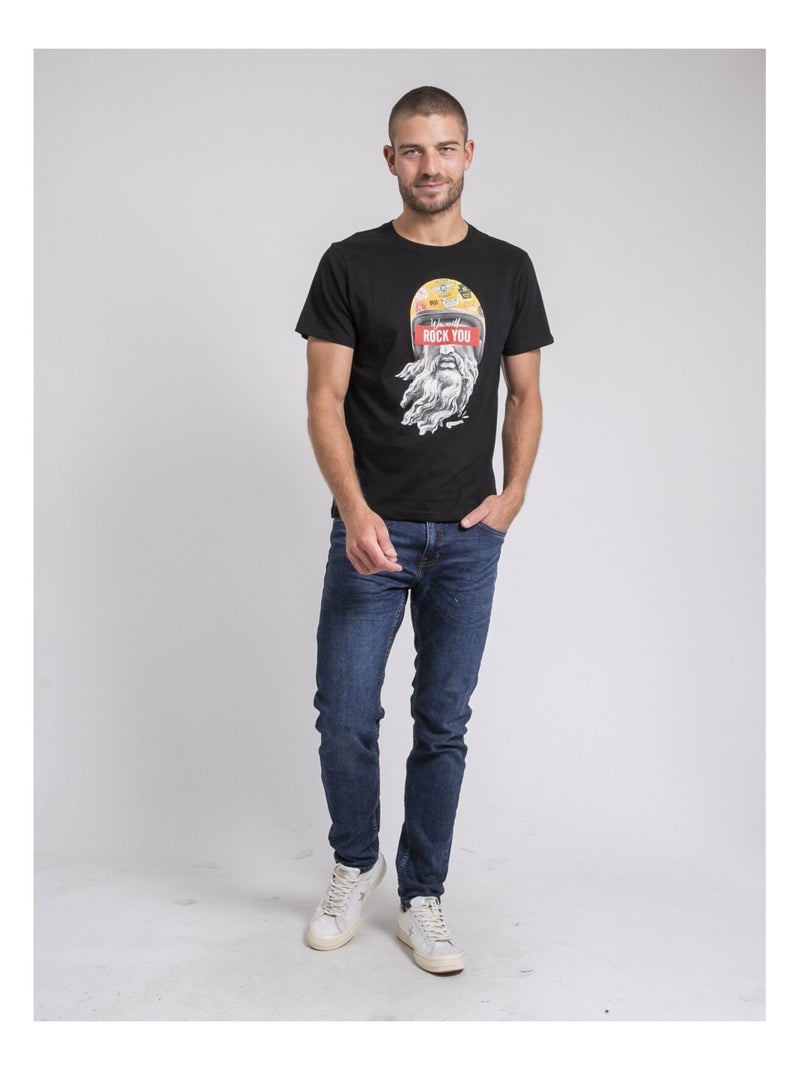 T-shirt col rond pur coton JOMODEK Noir - Kiabi