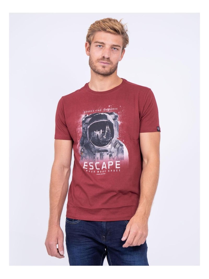 T-shirt col rond pur coton JOOSTER Bordeaux - Kiabi
