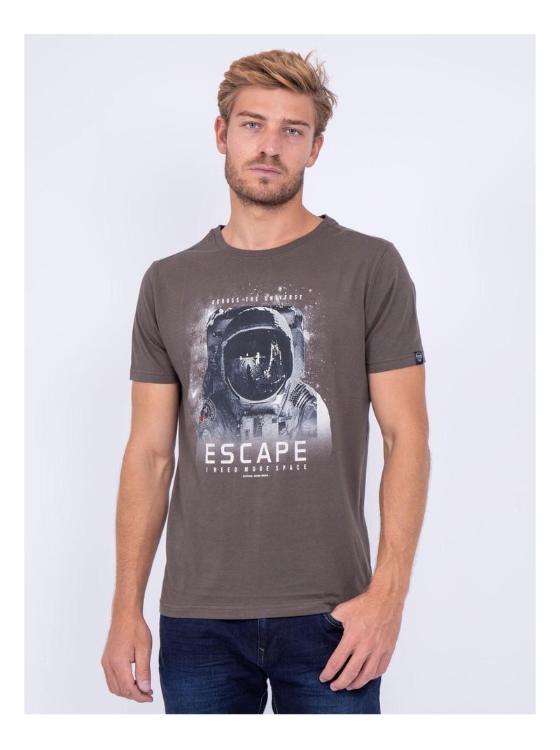 T-shirt col rond pur coton JOOSTER Kaki - Kiabi