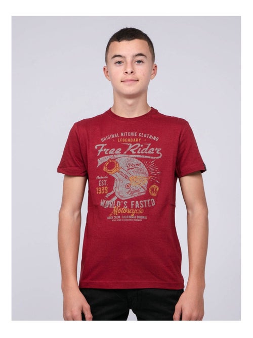 T-shirt col rond pur coton JORDY garçon - Kiabi