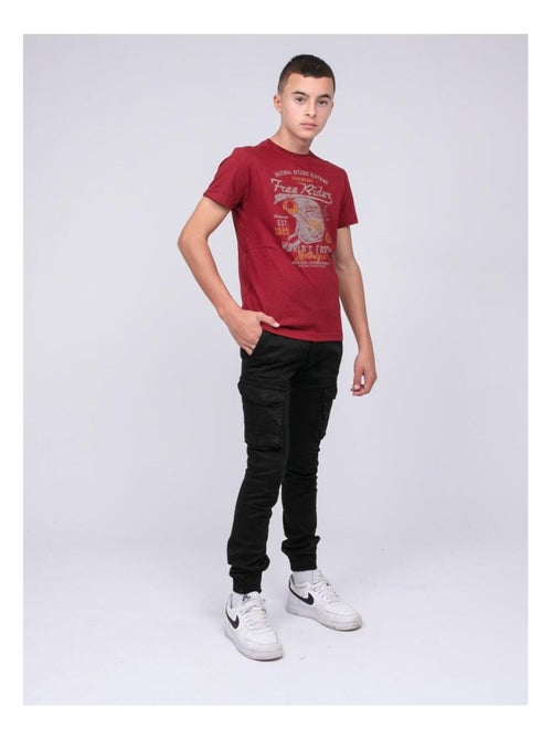 T-shirt col rond pur coton JORDY garçon - Kiabi