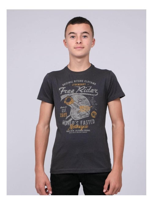 T-shirt col rond pur coton JORDY garçon - Kiabi