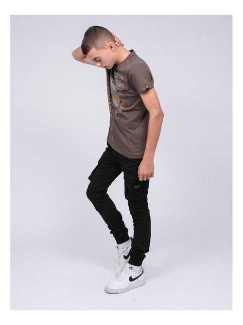 T-shirt col rond pur coton JORDY garçon - Kiabi