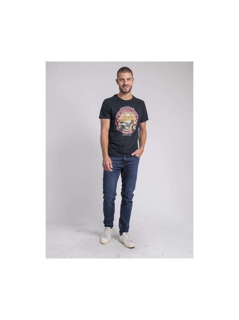 T-shirt col rond pur coton JORISOL Bleu marine - Kiabi