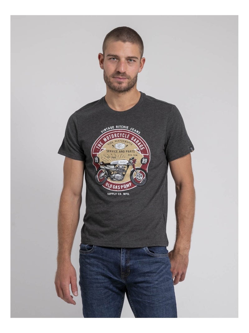 T-shirt col rond pur coton JORISOL Gris foncé - Kiabi