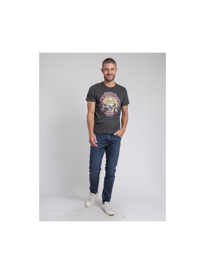 T-shirt col rond pur coton JORISOL Gris foncé - Kiabi