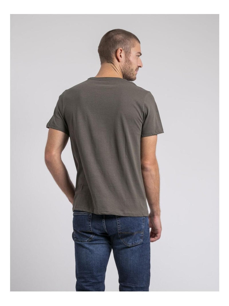 T-shirt col rond pur coton JORISOL Kaki - Kiabi