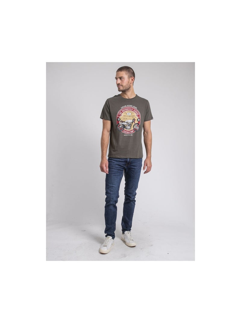 T-shirt col rond pur coton JORISOL Kaki - Kiabi