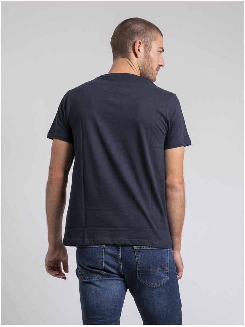 T-shirt col rond pur coton JOROCK Bleu marine - Kiabi