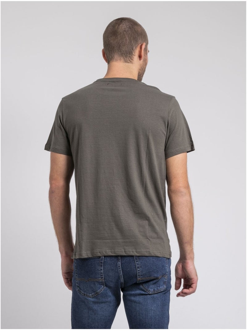T-shirt col rond pur coton JOROCK Kaki - Kiabi
