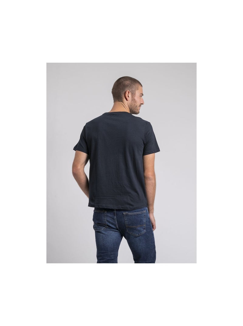 T-shirt col rond pur coton JORUSTIX Bleu marine - Kiabi