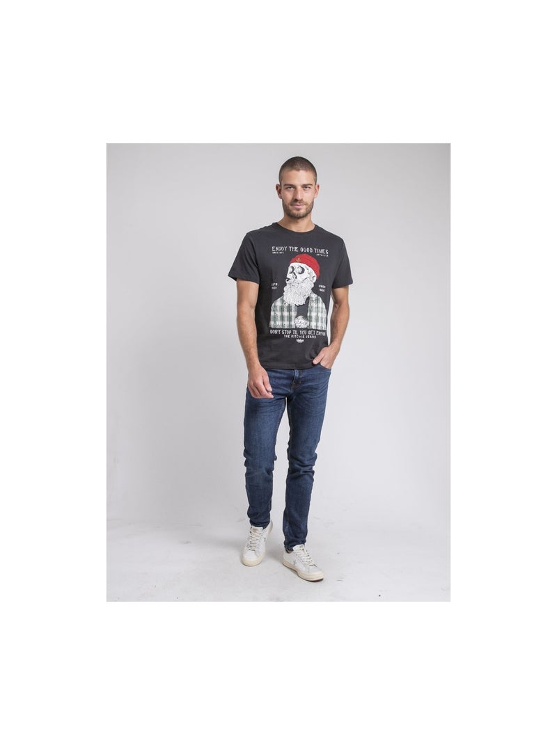 T-shirt col rond pur coton JORUSTIX Gris - Kiabi