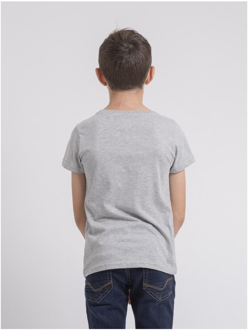 T-shirt col rond pur coton JOUANCY-J Gris clair - Kiabi