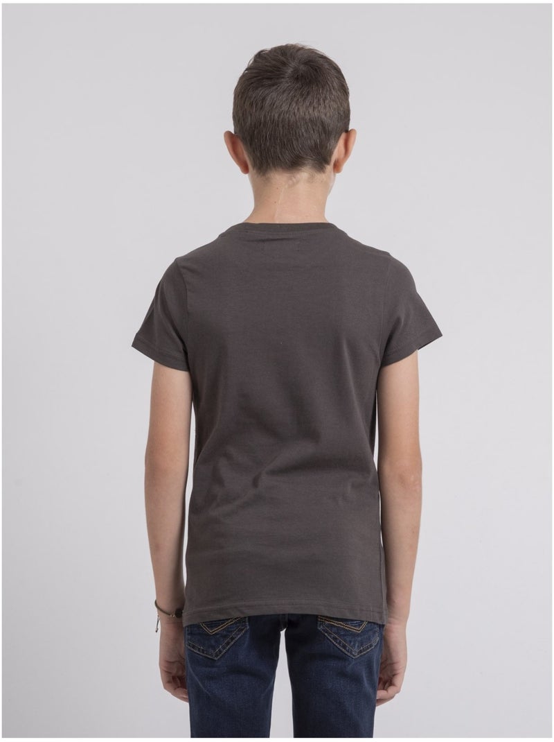 T-shirt col rond pur coton JOUANCY-J Gris foncé - Kiabi