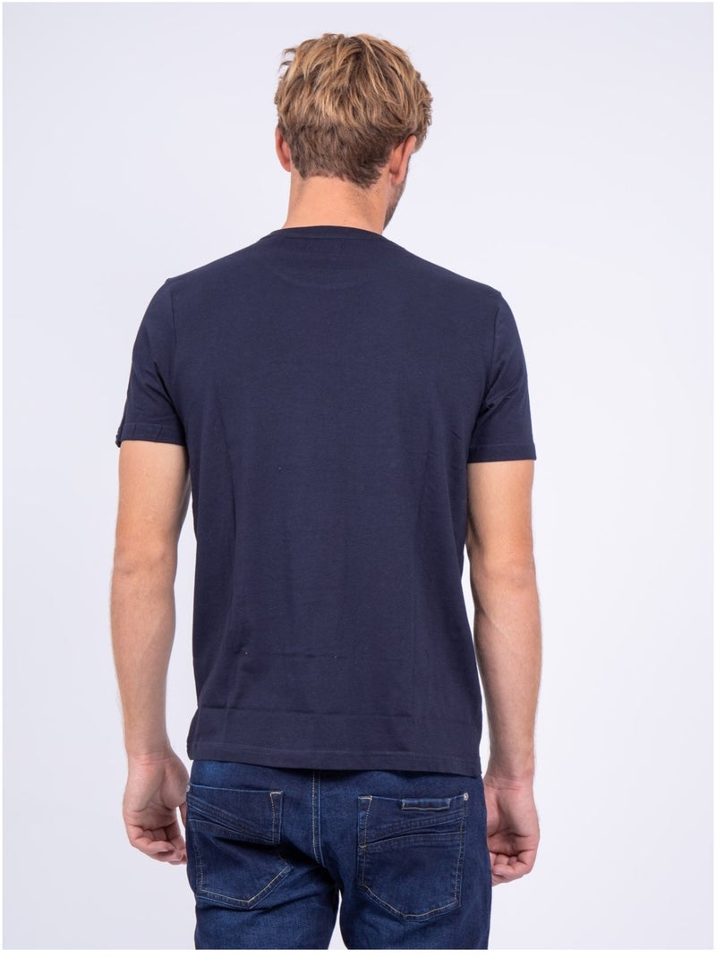 T-shirt col rond pur coton JOUFAX Bleu marine - Kiabi