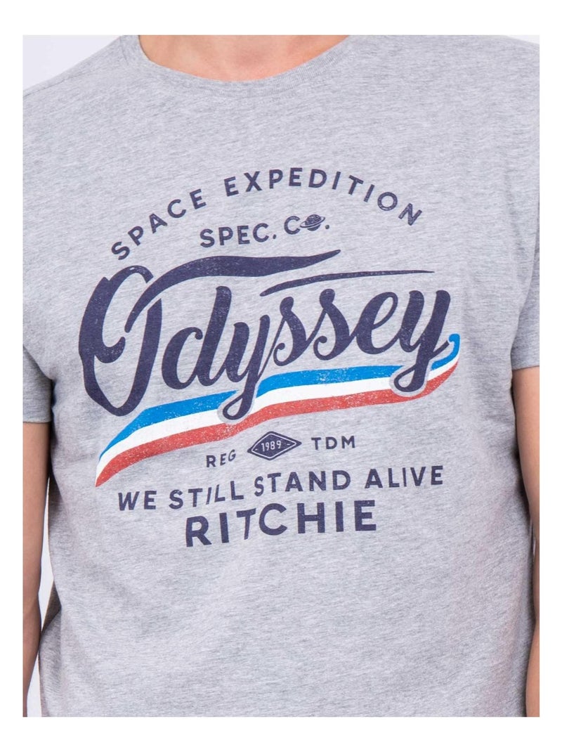 T-shirt col rond pur coton JOUFAX Gris - Kiabi