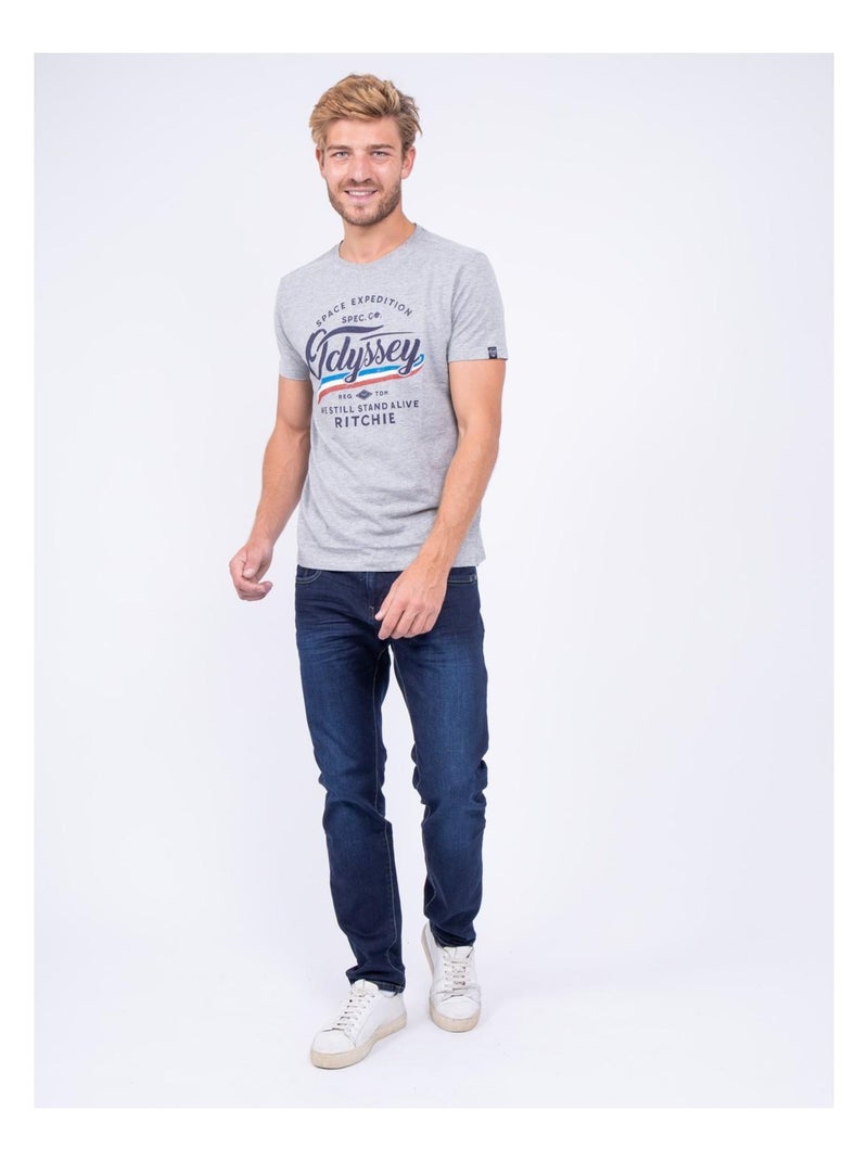 T-shirt col rond pur coton JOUFAX Gris - Kiabi