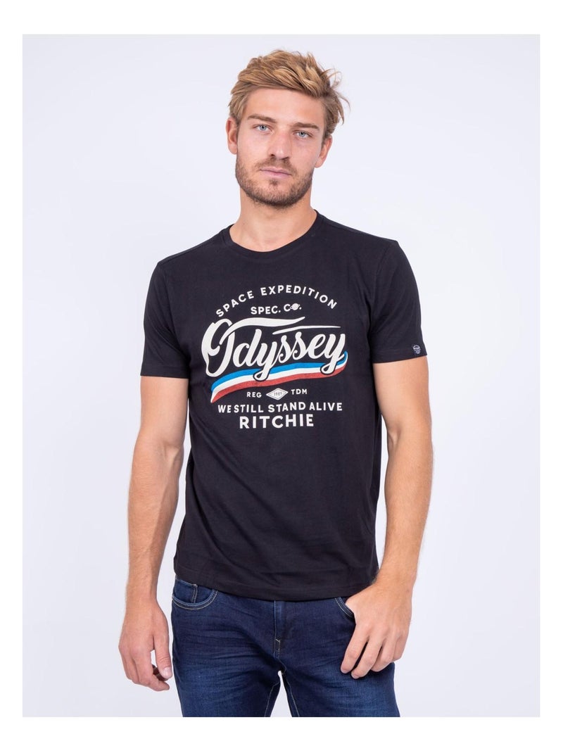 T-shirt col rond pur coton JOUFAX Noir - Kiabi