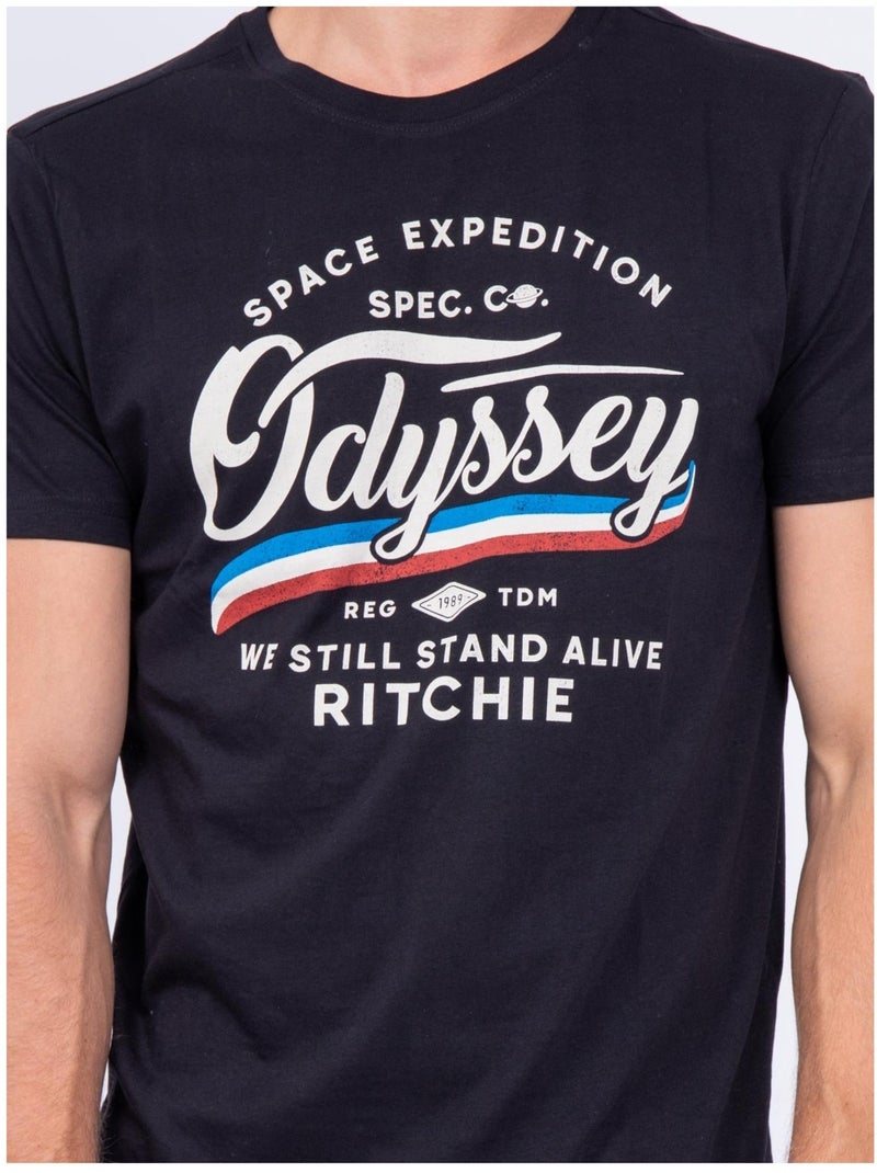 T-shirt col rond pur coton JOUFAX Noir - Kiabi