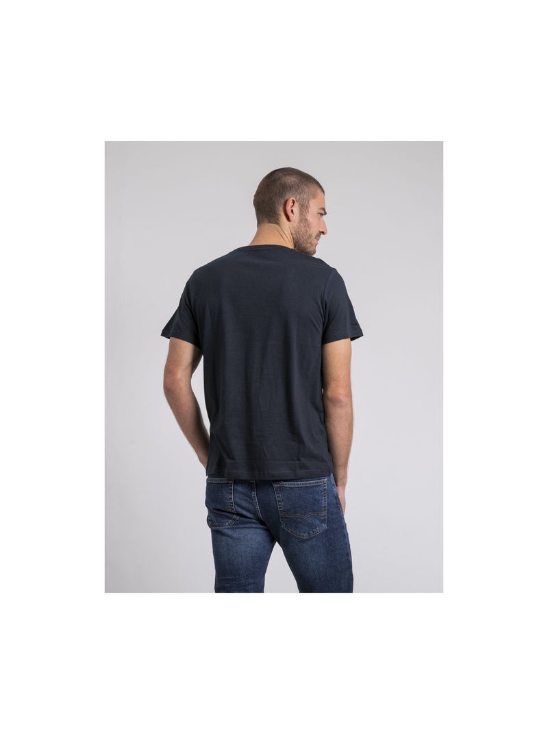 T-shirt col rond pur coton JOULIO Bleu marine - Kiabi