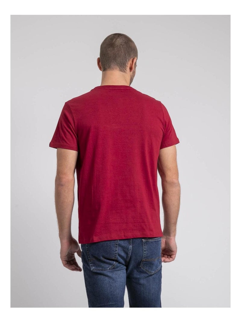 T-shirt col rond pur coton JOULIO Bordeaux - Kiabi